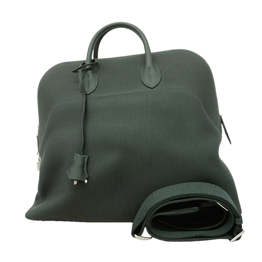 Hermes Bolide Ados Togo Handbag, New Vert Foncé, W stamp, 2-way bag for men, ...